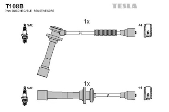 Провода высоковольтные T108B TESLA