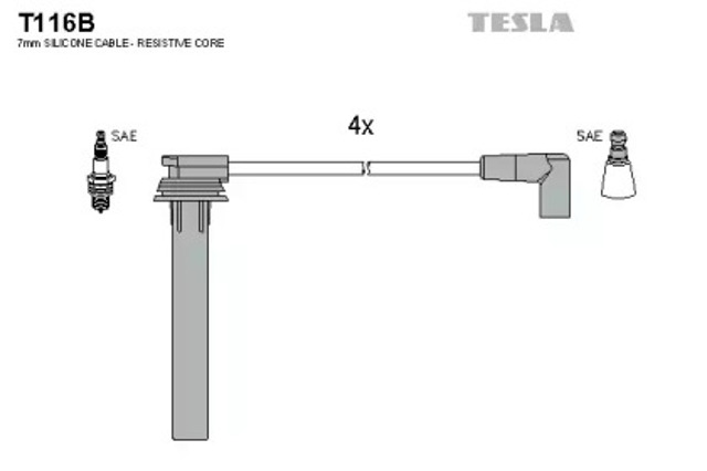 Провода высоковольтные в комплекте T116B TESLA
