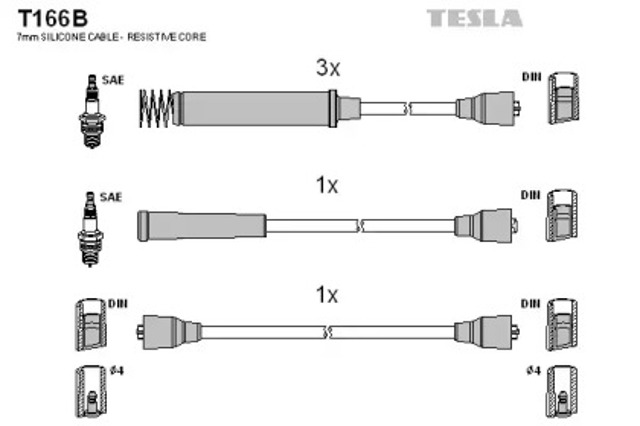 Провода высокого напряжения T166B TESLA