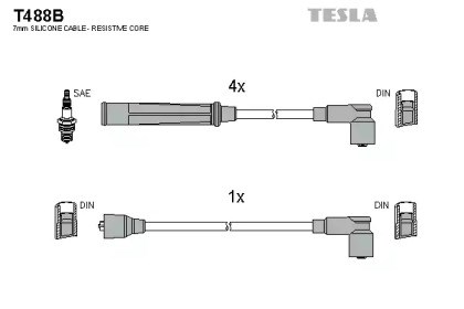 Провода высоковольтные в комплекте T488B TESLA