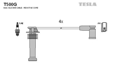 Дріт високовольтний, комплект T500G Tesla