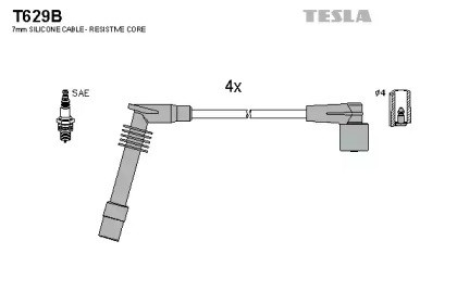 Провода высоковольтные T629B TESLA