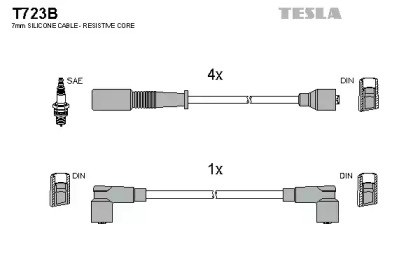 Провода высоковольтные в комплекте T723B TESLA