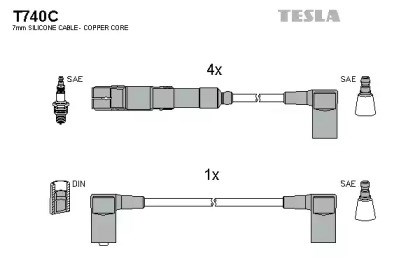 Дріт високовольтний, комплект T740C Tesla