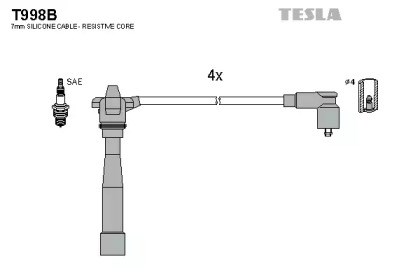 Провода высоковольтные, комплект T998B TESLA