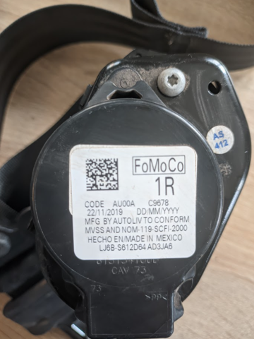 FORD LJ6Z78611B08AB Ремень безопасности передний правый в наличии Полтава
