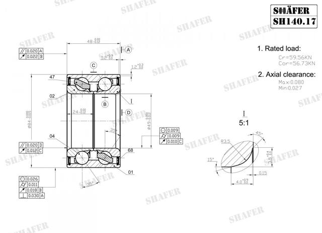 Ступичный подшипник передний SH14017 SHAFER