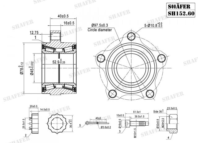 Комплект подшипника ступицы колеса SH15260K SHAFER