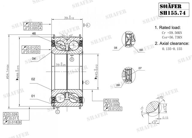 Ступичный подшипник передний SH15574 SHAFER