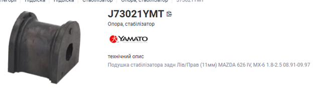 Втулка заднего стабилизатора J73021YMT YAMATO