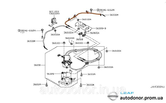 NISSAN 365303NA0A Задний правый трос ручника в наличии Ужгород