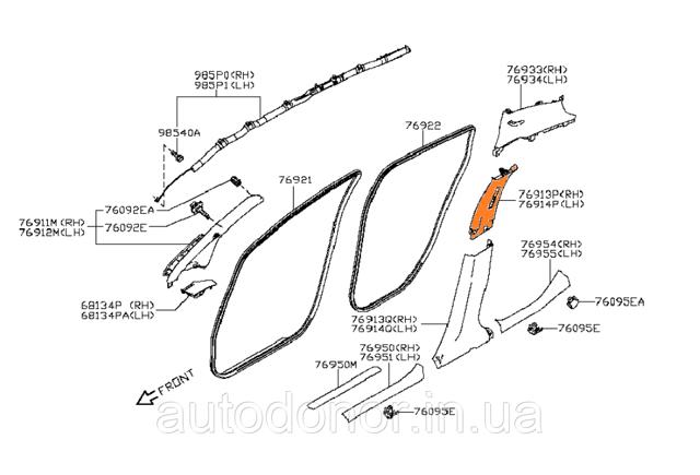 NISSAN 769133NA0A Обшивка стойки кузова внутренняя средняя правая в наличии Ровно