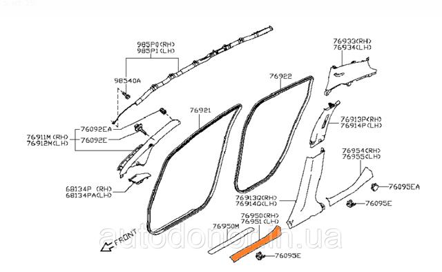 NISSAN 769B53NF0B Накладка дверного порога внутренняя передняя левая в наличии Каменское