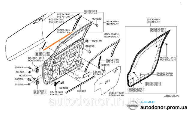 NISSAN 808213NA0B Молдинг опускного стекла двери передней левой в наличии Киев