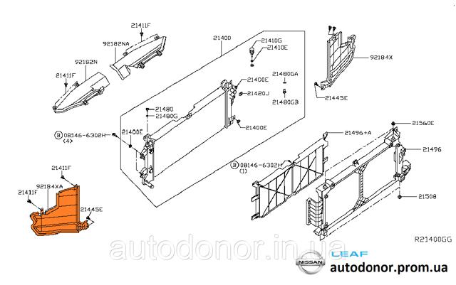 921853NF0A NISSAN Левый дефлектор радиатора купить в Украина