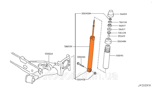 NISSAN E62103NA0B Амортизатор задний в наличии Черкассы