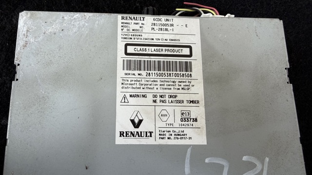 RENAULT 281150053R Магнитола (радио AM/FM) в наличии Ровно