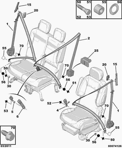 8976R2 PEUGEOT Левый ремень безопасности купить в Харьков