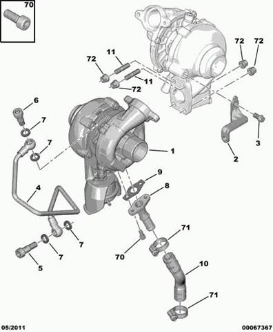 9651785280 PEUGEOT Трубка (шланг) подачи масла к турбине купить в Киев