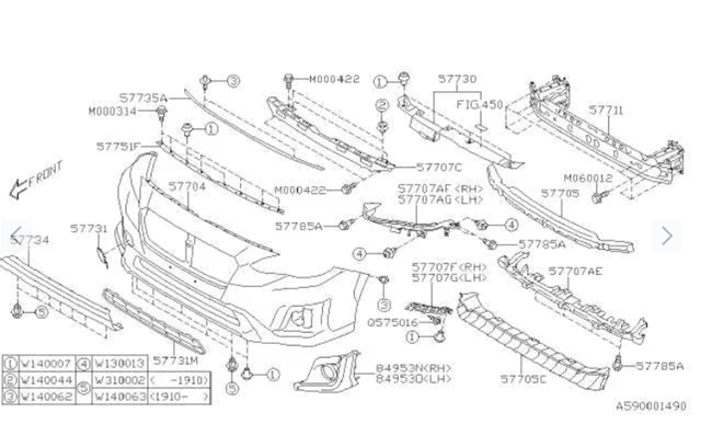 Энергопоглотитель переднего бампера 57705FL080 SUBARU