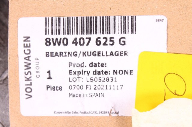 Подшипник ступицы передней 8W0407625G VAG
