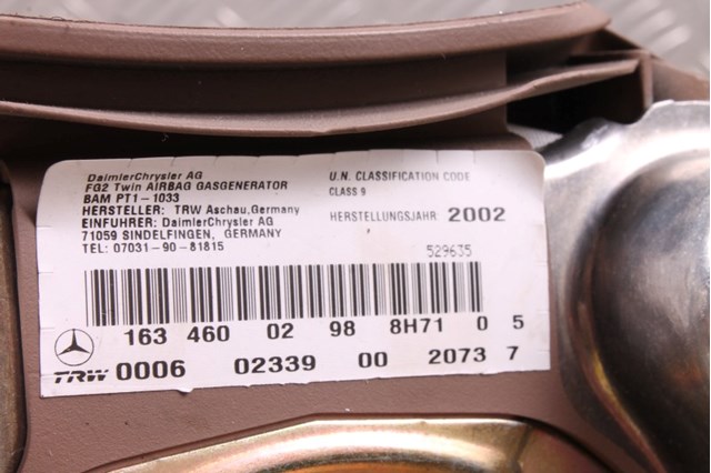 A1634600298 MERCEDES Подушка безопасности (AIRBAG) водительская купить в Ужгород