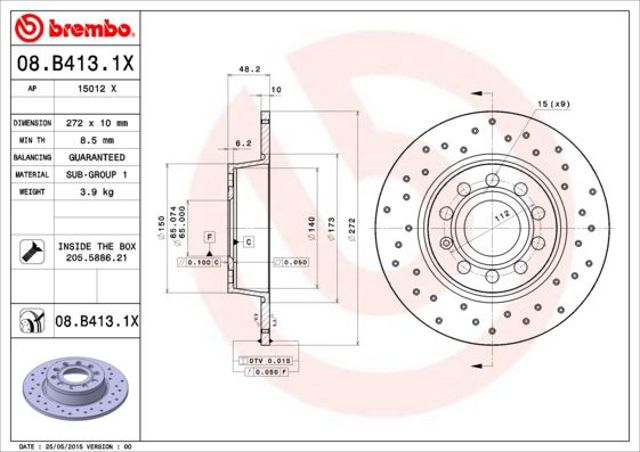 08B4131X BREMBO Тормозные диски купить в Винница