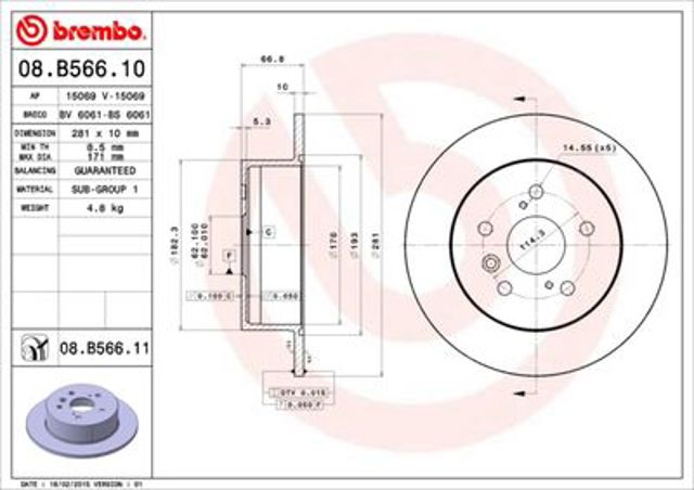 Тормозной диск 08B56611 BREMBO