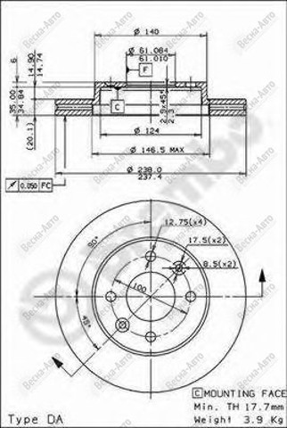 Тормоз дисковый передний 09314814 BREMBO