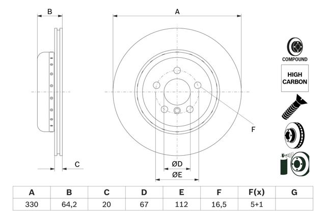 BOSCH 0986479G14 Диск тормозной задний в наличии Каменское