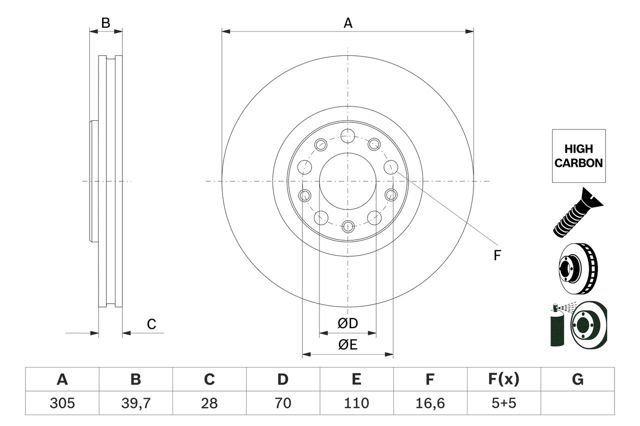 BOSCH 0986479G89 Передние тормозные диски в наличии Полтава