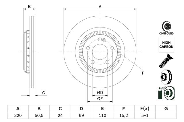 Задний тормозной диск 0986479H39 BOSCH