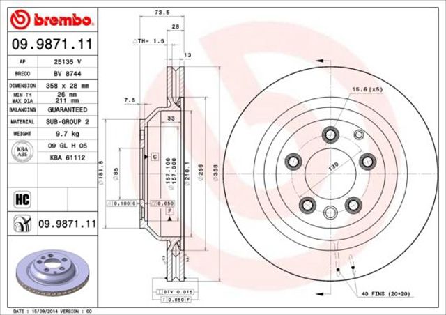 Дисковый тормоз 09987111 BREMBO