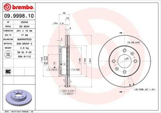 09999810 BREMBO Передние тормозные диски купить в Черновцы
