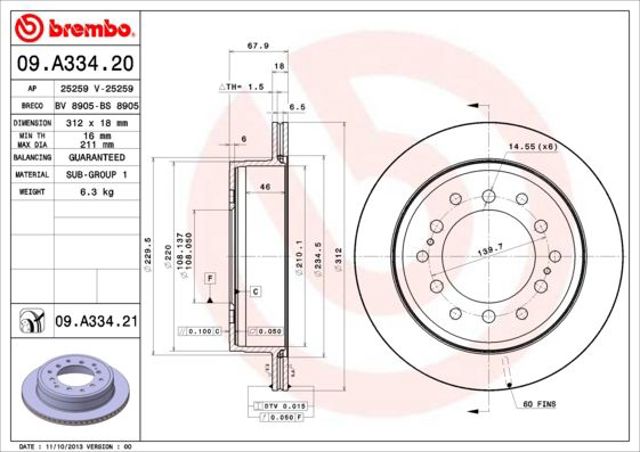 Тормозные диски 09A33421 BREMBO