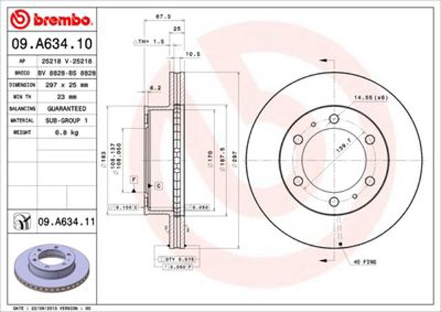 Ротор тормозной 09A63410 BREMBO