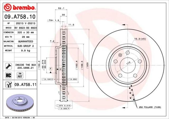 Ротор тормозной 09A75811 BREMBO