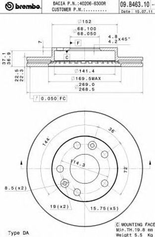 09B46310 BREMBO Диск тормозной передний купить в Полтава