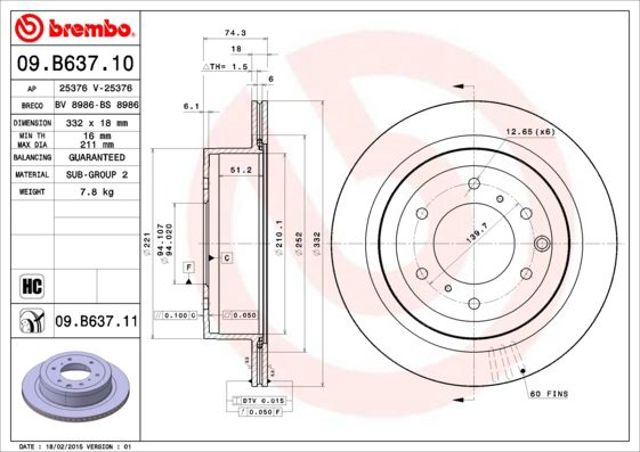 09B63711 BREMBO Диск тормозной задний купить в Чернигов