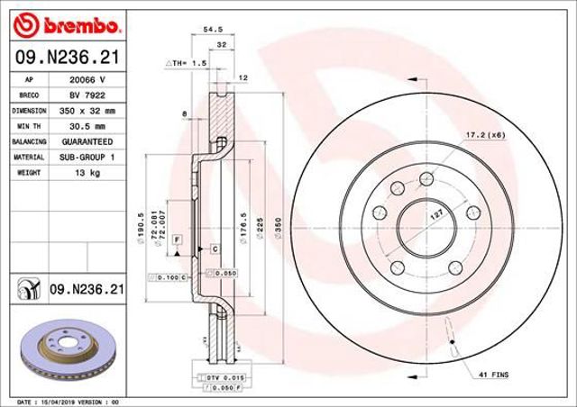 Передний тормозной диск 09N23621 BREMBO