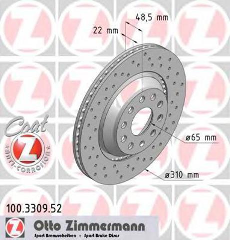 Задний тормозной диск 100330952 ZIMMERMANN