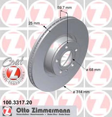 Диск тормозной передний 100331720 ZIMMERMANN