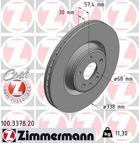 Диск тормозной передний 100337820 ZIMMERMANN