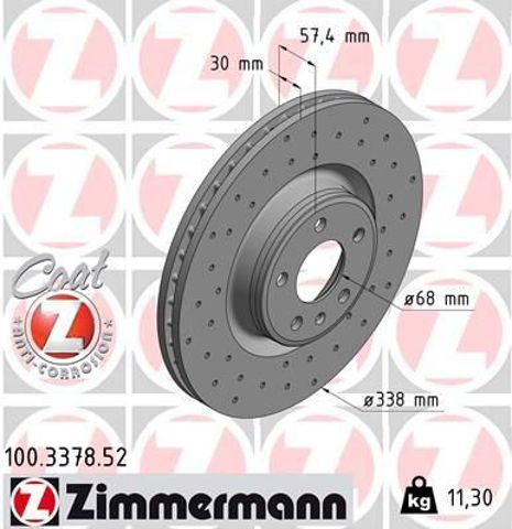 ZIMMERMANN 100337852 Диск тормозной передний в наличии Кривой Рог