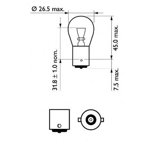 Лампа накаливания p21w 12v 21w 12498VPB2