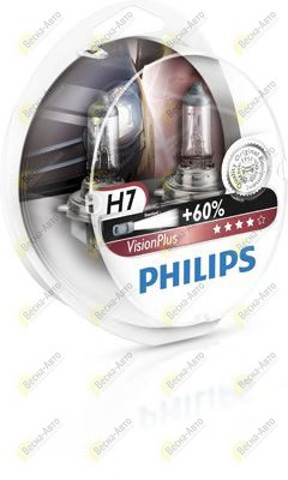 Комплект ламп h7  12v 55w visionplus +60% 12972 VP S2