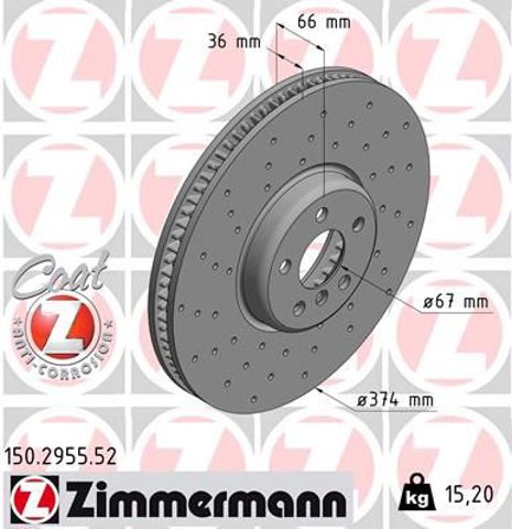 ZIMMERMANN 150295552 Передние тормозные диски в наличии Кривой Рог