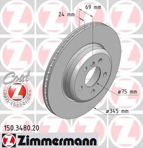 ZIMMERMANN 150348020 Диск тормозной задний в наличии Львов