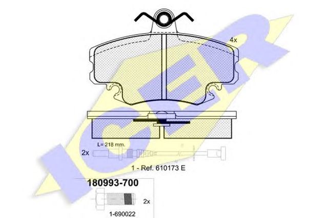 Колодки передние 180993700 ICER