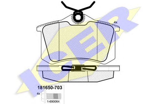 Колодки тормозные дисковые комплект 181650703 ICER